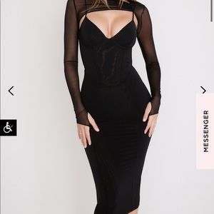 House of CB Beatrice Corset MIDI Dress in Black